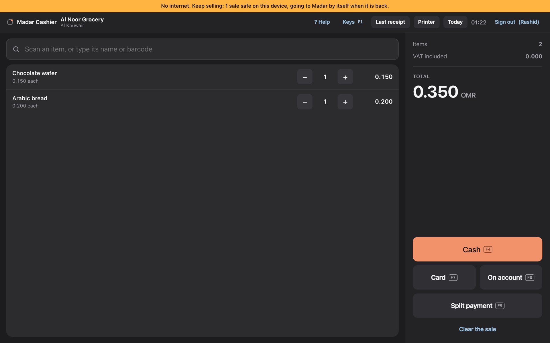 The banner counting the sales that wait on the device